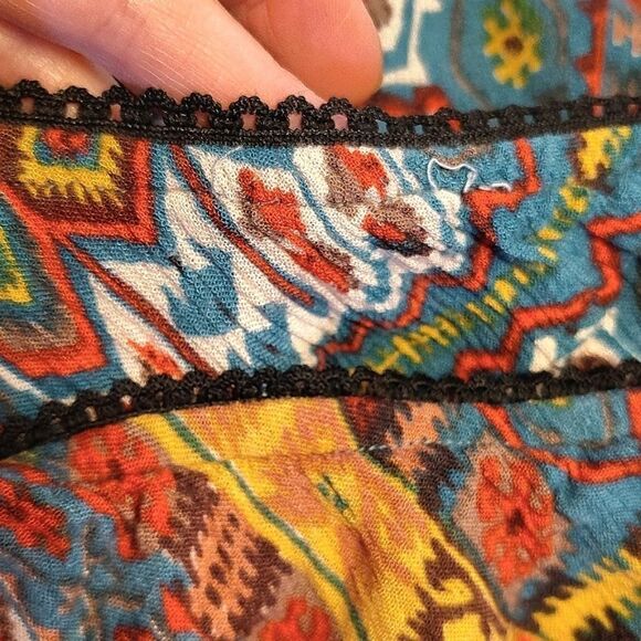 Y2K Colorful Printed Pull On Fairycore Boho Grunge Handkerchief Skirt Large - Picture 9 of 16